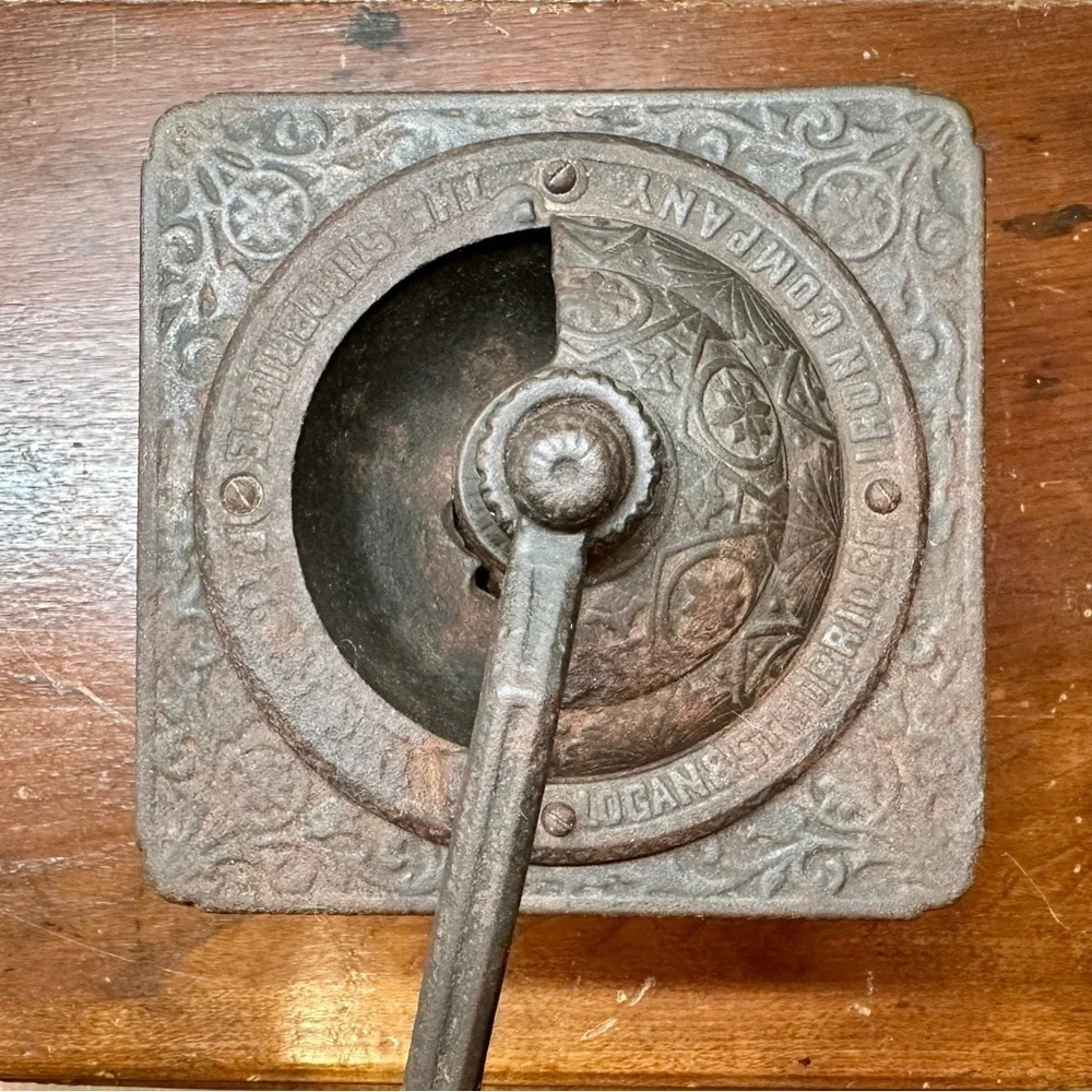 ANTIQUE, LOGAN & STROBRIDGE IRON CO. #701, CAST IRON/WOOD COFFEE GRINDER